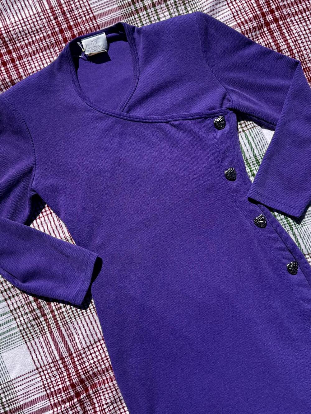 80s Purple Bodycon Heart Breaker Dress - Picture 15 of 15